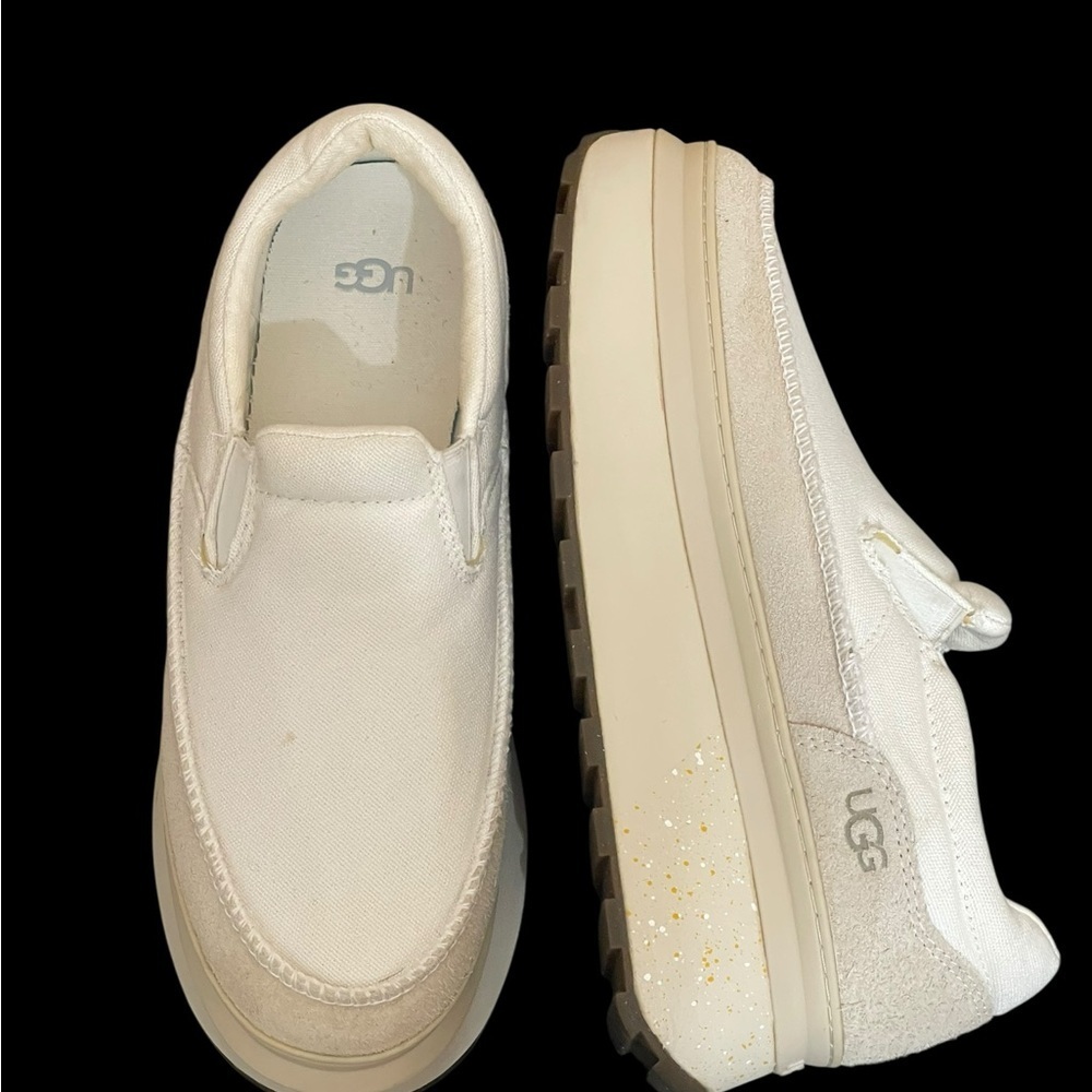 Ugg Marin Slip On Platform  Cream Canvas Shoes size‎ 9.5
